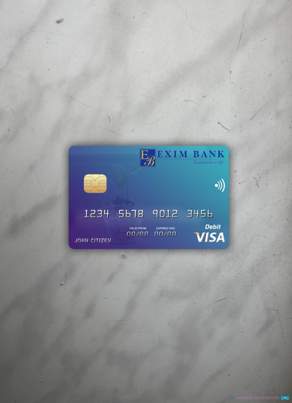Download Djibouti Exim Bank visa debit card photolook front Photoshop template